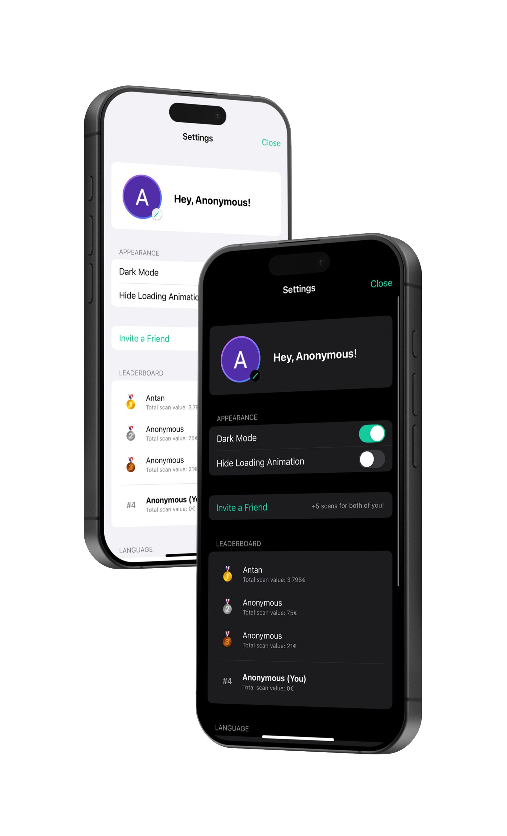 Revalue app interface